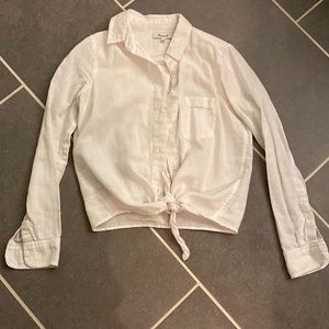 Madewell white blouse, cropped, tie
